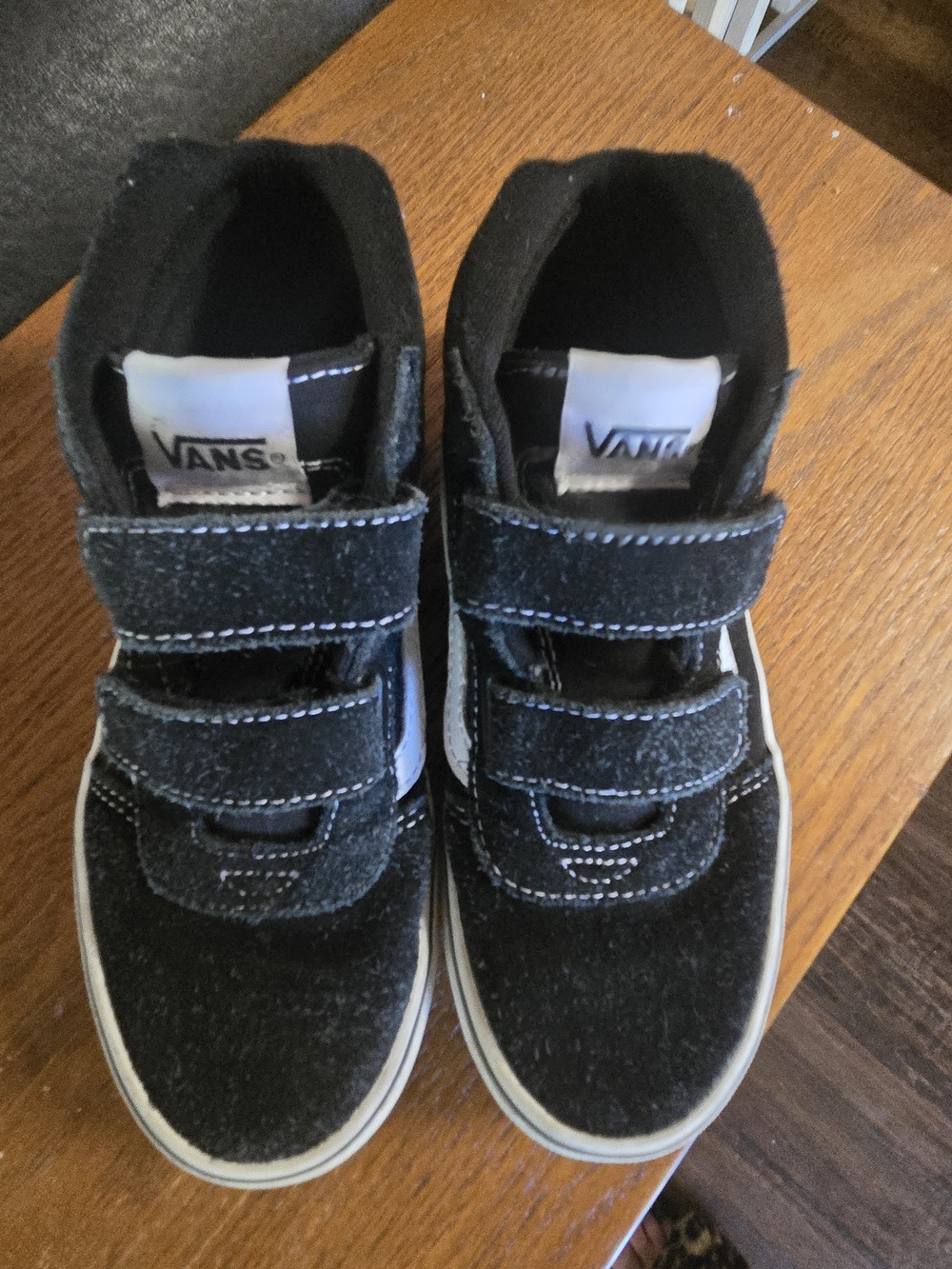 Vans Kids Black Suede High-Top Sneakers with White Accents